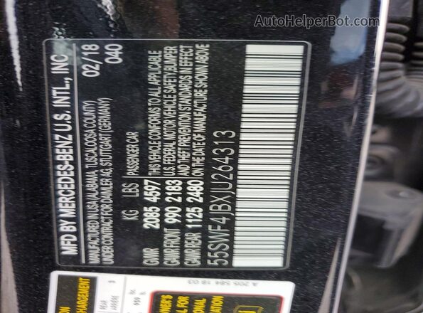 55SWF4JBXJU264313 2018 MERCEDES-BENZ C Black VIN sticker view
