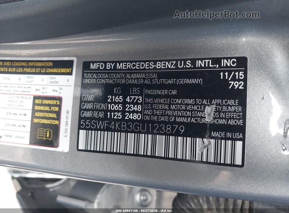 55SWF4KB3GU123879 2016 MERCEDES-BENZ C-CLASS Серебряный Вид подкапотного пространства