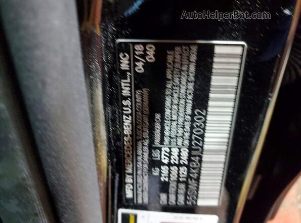 55SWF4KB4JU270302 2018 MERCEDES-BENZ C Black VIN կոդի պիտակի տեսք