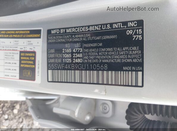 55SWF4KB9GU110568 2016 MERCEDES-BENZ C-CLASS Silver Engine compartment view