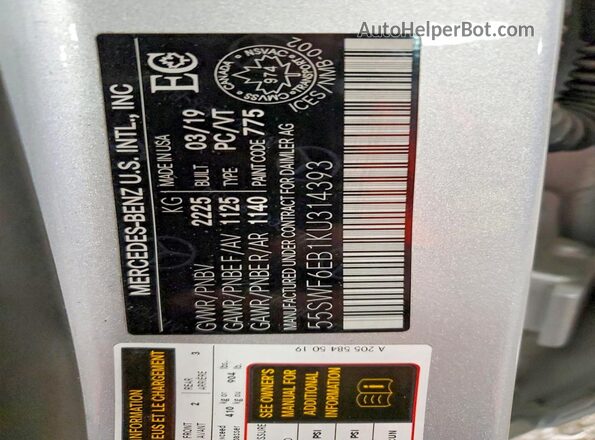 55SWF6EB1KU314393 2019 MERCEDES-BENZ AMG Silver Widok komory silnika