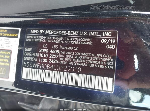 55SWF8DB4LU329310 2020 MERCEDES-BENZ C-CLASS Black 