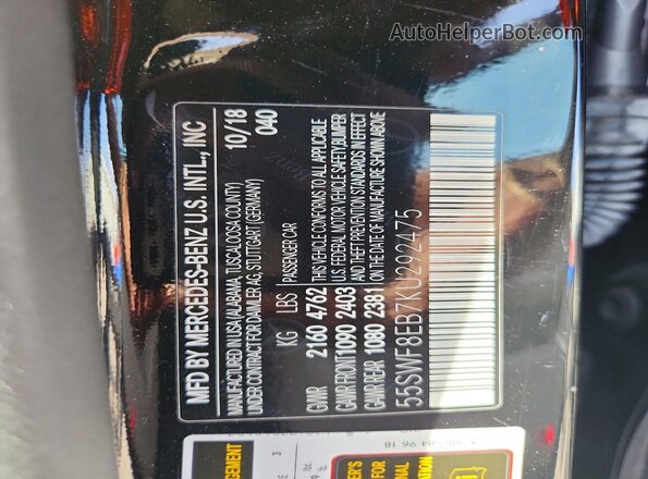 55SWF8EB7KU292475 2019 MERCEDES-BENZ C Black Engine compartment view