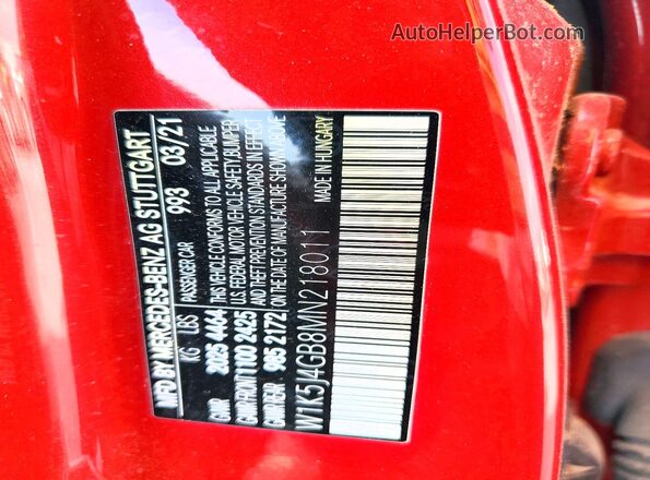 W1K5J4GB8MN218011 2021 MERCEDES-BENZ CLA-CLASS Красный 