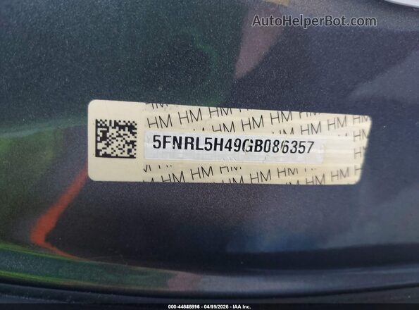 5FNRL5H49GB086357 2016 HONDA ODYSSEY Gray Vista del compartimento del motor
