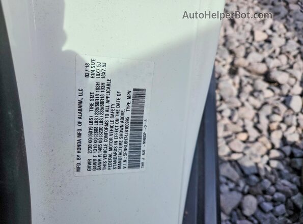 5FNRL6H74JB100995 2018 HONDA ODYSSEY White Вид наклейки з VIN-кодом