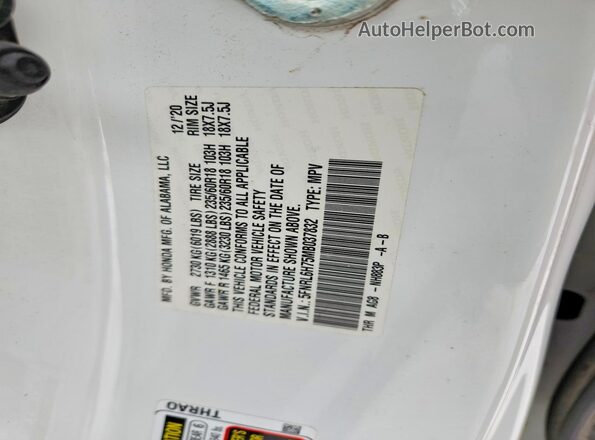 5FNRL6H75MB037832 2021 HONDA ODYSSEY White სალონის 360-გრადუსიანი ხედი