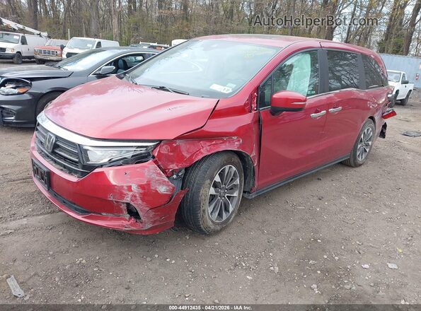5FNRL6H75NB063218 2022 HONDA ODYSSEY Red წინა მარცხენა ხედი სამი მეოთხედიდან