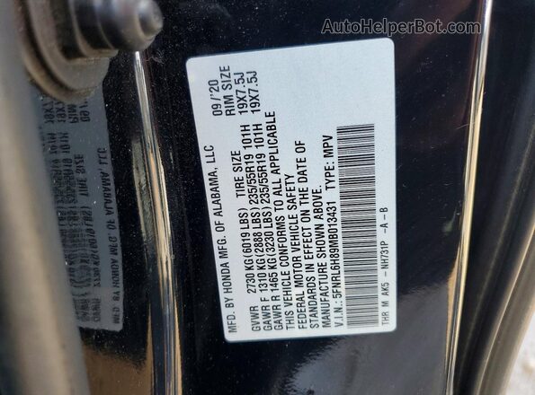 5FNRL6H89MB013431 2021 HONDA ODYSSEY Черный 