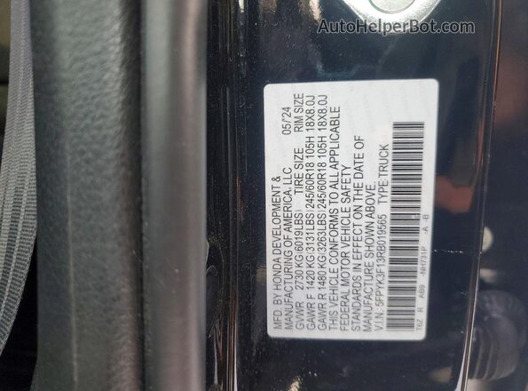5FPYK3F13RB019565 2024 HONDA RIDGELINE Black Вид підкапотного простору