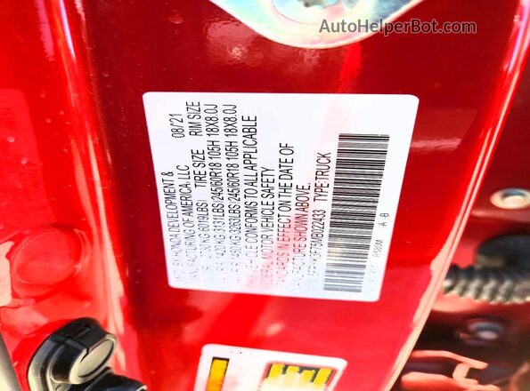 5FPYK3F75MB022433 2021 HONDA RIDGELINE Red 