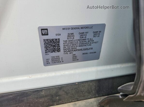 5GAERARS0SJ101270 2025 BUICK ENCLAVE White VIN კოდის სტიკერის ხედი
