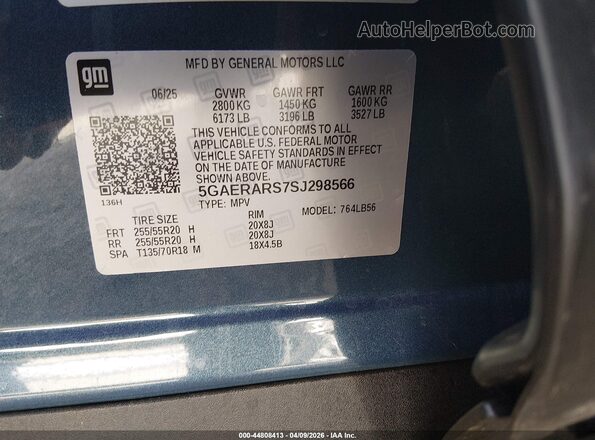 5GAERARS7SJ298566 2025 BUICK ENCLAVE Blue Engine compartment view