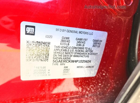 5GAERCKW4PJ225624 2023 BUICK ENCLAVE Red Շարժիչի բաժամունքի տեսք