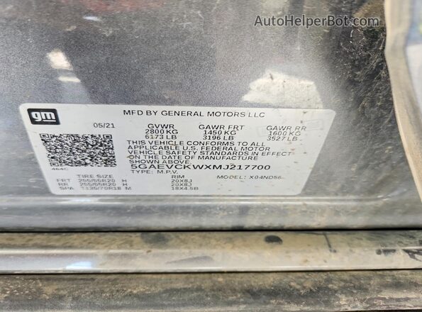 5GAEVCKWXMJ217700 2021 BUICK ENCLAVE Silver 