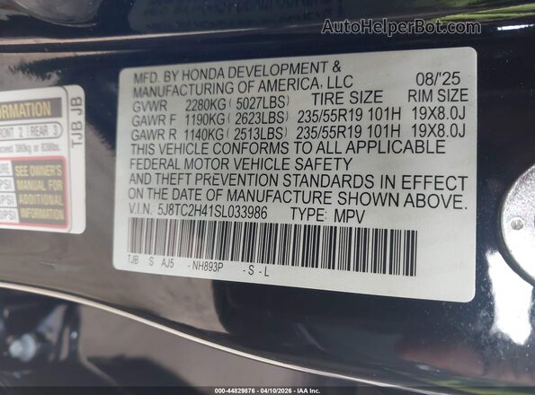 5J8TC2H41SL033986 2025 ACURA RDX Black Vista del compartimento del motor