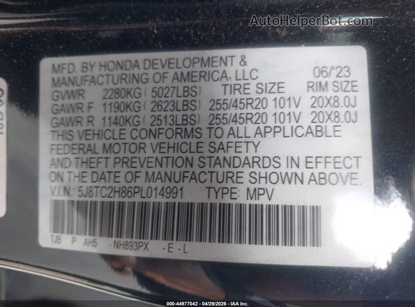 5J8TC2H86PL014991 2023 ACURA RDX Black Widok komory silnika
