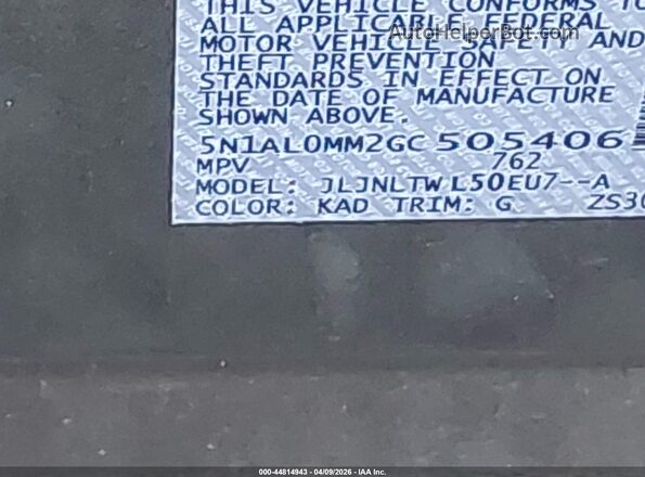 5N1AL0MM2GC505406 2016 INFINITI QX60 Gray Vista del compartimento del motor