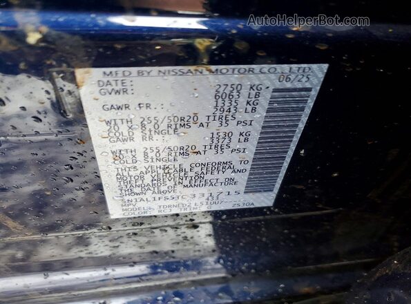 5N1AL1FS5TC331715 2026 INFINITI QX60 Blue VIN sticker view