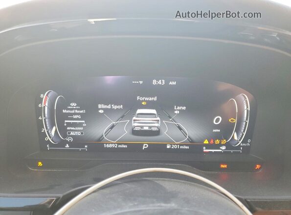 5N1AL1HU3SC346646 2025 INFINITI QX60 White Instrument cluster view