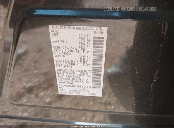5N1AR2MM4GC633740 2016 NISSAN PATHFINDER Green Vista del compartimento del motor