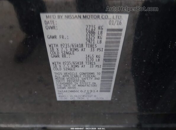 5N1AR2MM6GC621914 2016 NISSAN PATHFINDER Black 