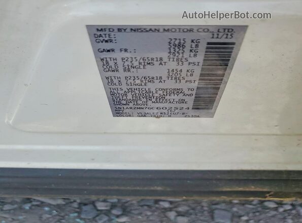 5N1AR2MN7GC602524 2016 NISSAN PATHFINDER White 