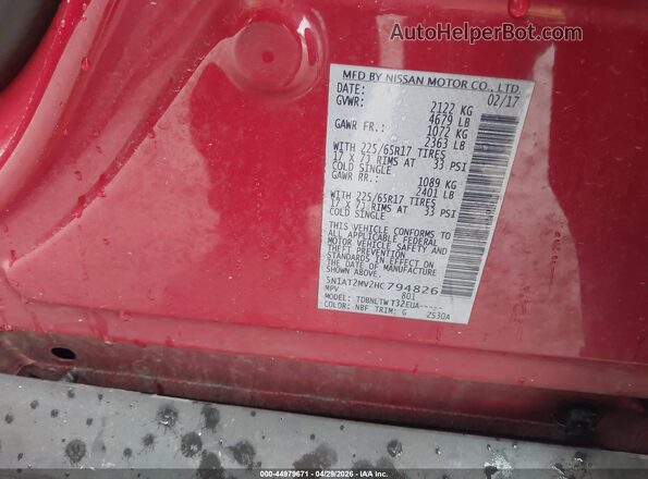 5N1AT2MV2HC794826 2017 NISSAN ROGUE Red Engine compartment view