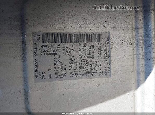 5N1AZ2AS7MC131822 2021 NISSAN MURANO Silver Вид підкапотного простору