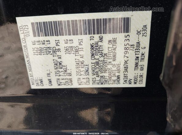 5N1BT3AB7PC798535 2023 NISSAN ROGUE Black Widok komory silnika