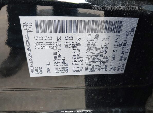5N1BT3BA8PC910751 2023 NISSAN ROGUE Черный 