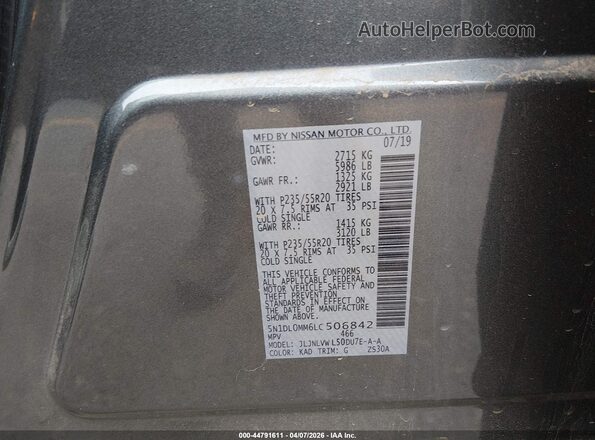 5N1DL0MM6LC506842 2020 INFINITI QX60 Gray Вид підкапотного простору