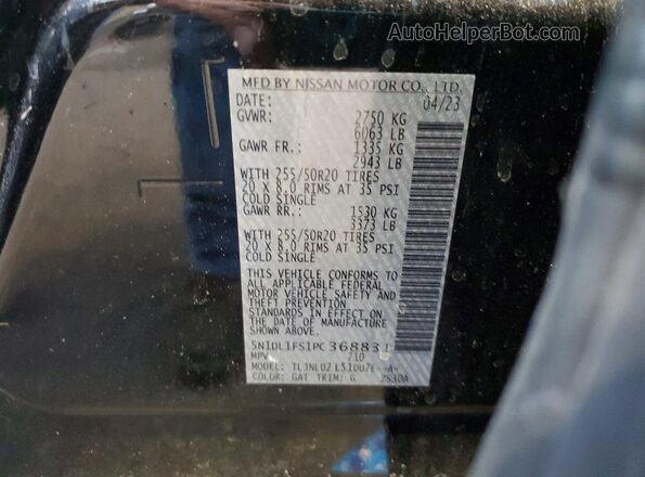 5N1DL1FS1PC368831 2023 INFINITI QX60 Black VIN կոդի պիտակի տեսք