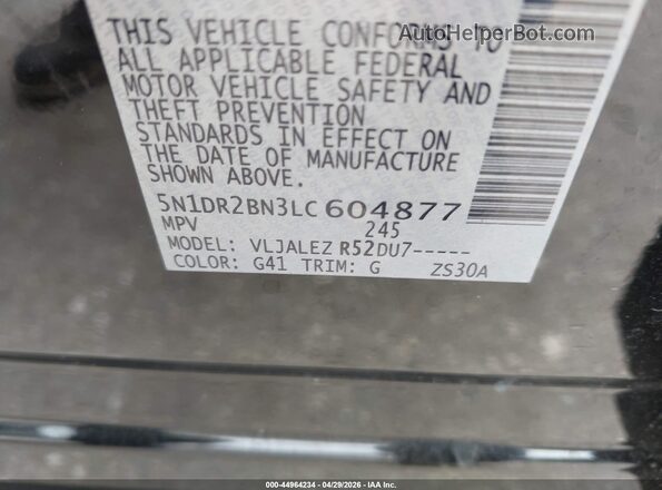 5N1DR2BN3LC604877 2020 NISSAN PATHFINDER Черный Вид подкапотного пространства
