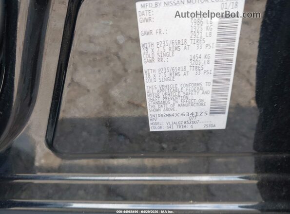 5N1DR2MN4JC634125 2018 NISSAN PATHFINDER Black 