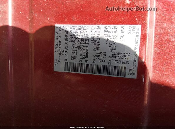 5N1DR2MN6JC666770 2018 NISSAN PATHFINDER Red Engine compartment view