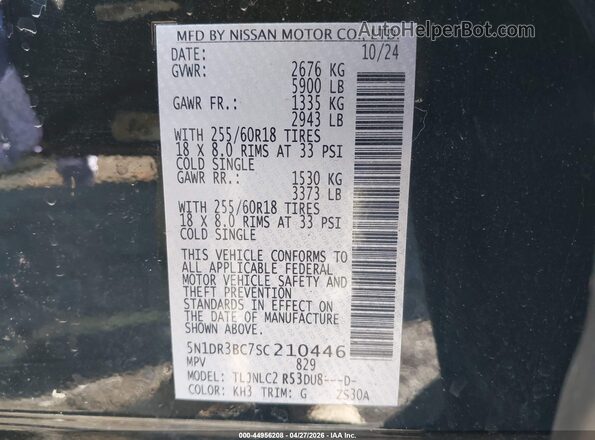 5N1DR3BC7SC210446 2025 NISSAN PATHFINDER Black 