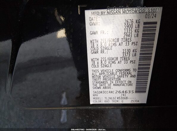 5N1DR3CC4RC264635 2024 NISSAN PATHFINDER Black ძრავის განყოფილების ხედი
