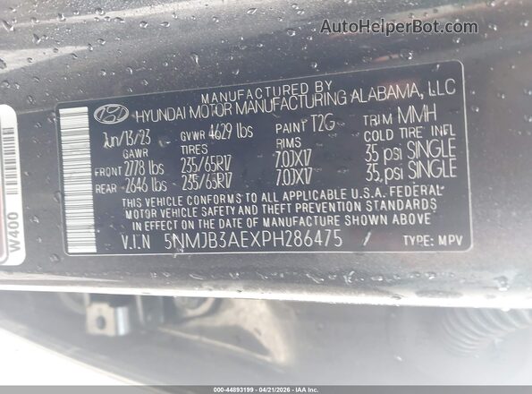 5NMJB3AEXPH286475 2023 HYUNDAI TUCSON Gray Widok komory silnika