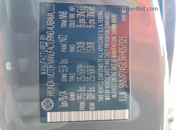 5NMP24GL3RH057323 2024 HYUNDAI SANTA Gray 360 interior view