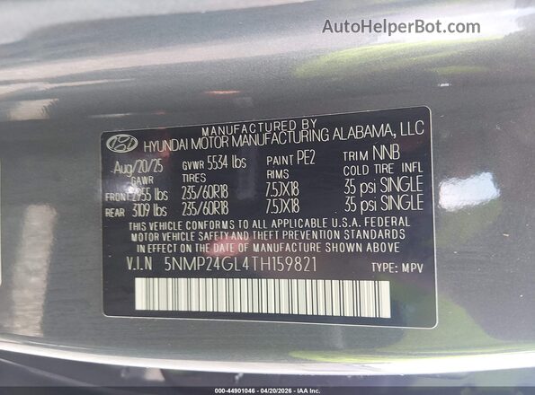 5NMP24GL4TH159821 2026 HYUNDAI SANTA FE Gray Engine compartment view