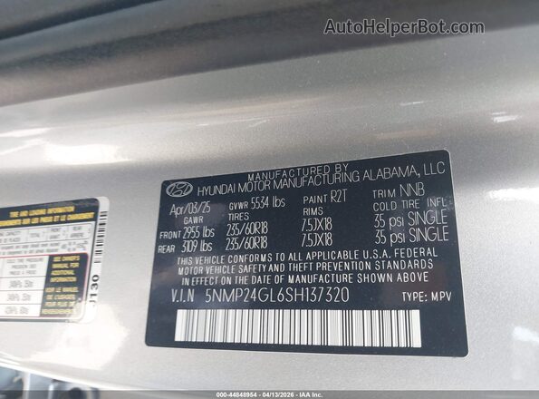 5NMP24GL6SH137320 2025 HYUNDAI SANTA FE Silver Widok komory silnika