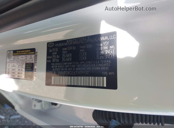5NMP24GL6TH199141 2026 HYUNDAI SANTA FE White Engine compartment view