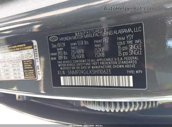 5NMP24GLXSH110623 2025 HYUNDAI SANTA FE Gray Widok komory silnika