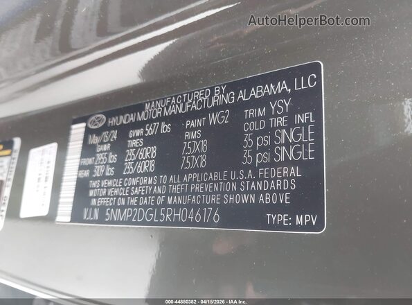 5NMP2DGL5RH046176 2024 HYUNDAI SANTA FE Green Շարժիչի բաժամունքի տեսք