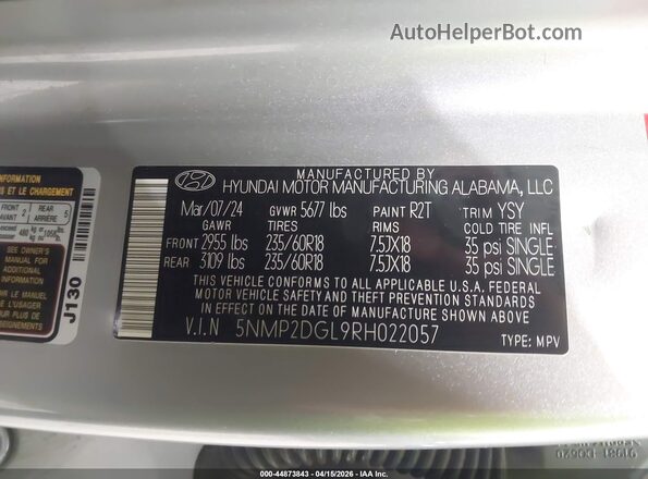 5NMP2DGL9RH022057 2024 HYUNDAI SANTA FE Silver ძრავის განყოფილების ხედი