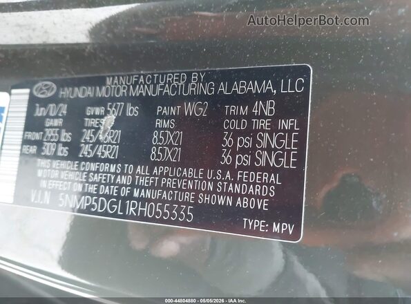 5NMP5DGL1RH055335 2024 HYUNDAI SANTA FE CALLIGRAPHY Зеленый Вид подкапотного пространства