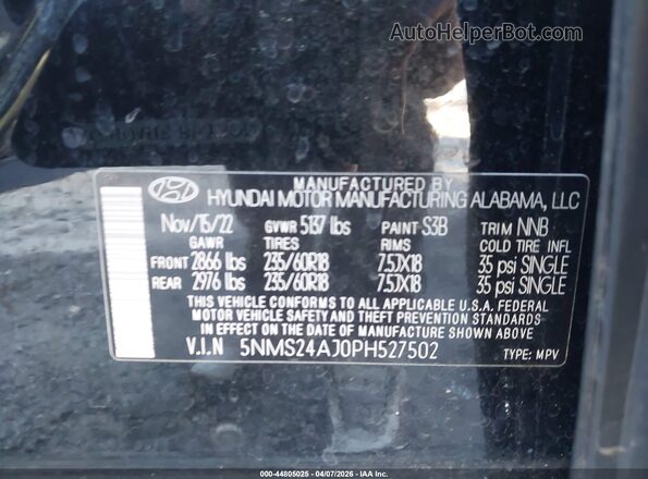5NMS24AJ0PH527502 2023 HYUNDAI SANTA FE Black 
