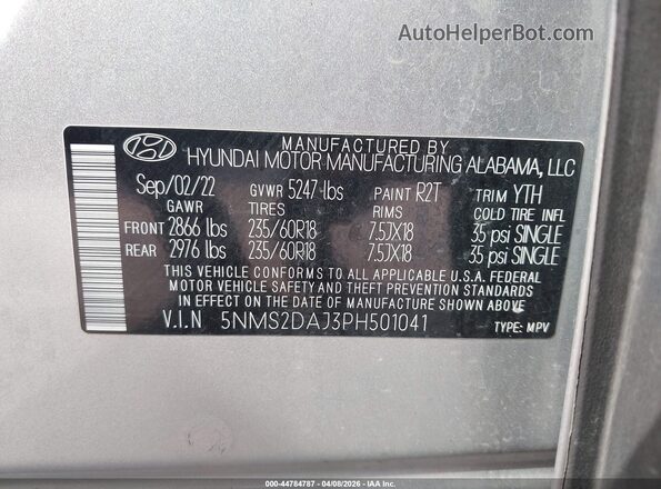 5NMS2DAJ3PH501041 2023 HYUNDAI SANTA FE Silver Engine compartment view