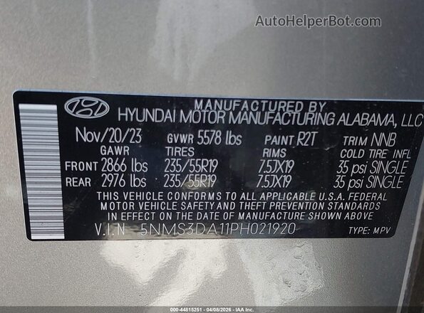 5NMS3DA11PH021920 2023 HYUNDAI SANTA FE HYBRID Серый Вид подкапотного пространства